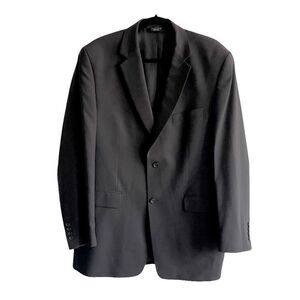 Alfred Sung Black Pinstripe Wool Blazer 42 Large